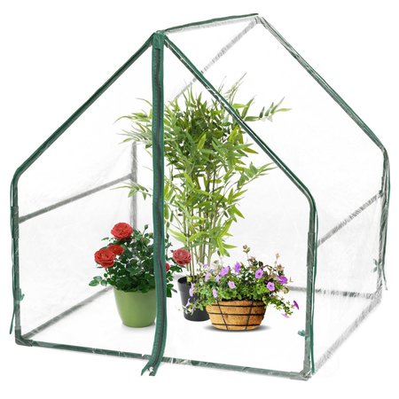 GARDENISED Green Outdoor Waterproof Portable Plant Greenhouse with 2 Clear Zippered Windows, Small QI004029.S